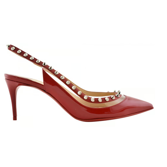 Christian Louboutin Brigadine 70 Red Patent PVC Slingback Spike Heel Pump 36 - Picture 1 of 8